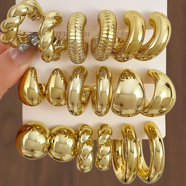 Gold Statement Earring Set